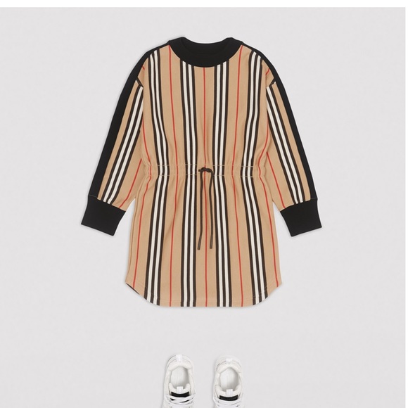 Burberry Icon Stripe Cotton Long Sleeve Dress Girls Size 12, Women’s XS - Picture 8 of 8
